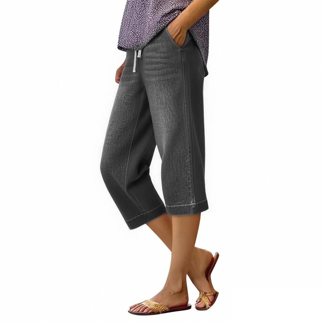 Jean taille haute pour femme, extensible, évasé, jambes droites, ourlet tendance