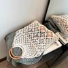 New Wooden Handle Rattan Handle Solid Color Hollow Handmade Cotton Rope Woven Bag Seaside Vacation Handbag Straw Bag