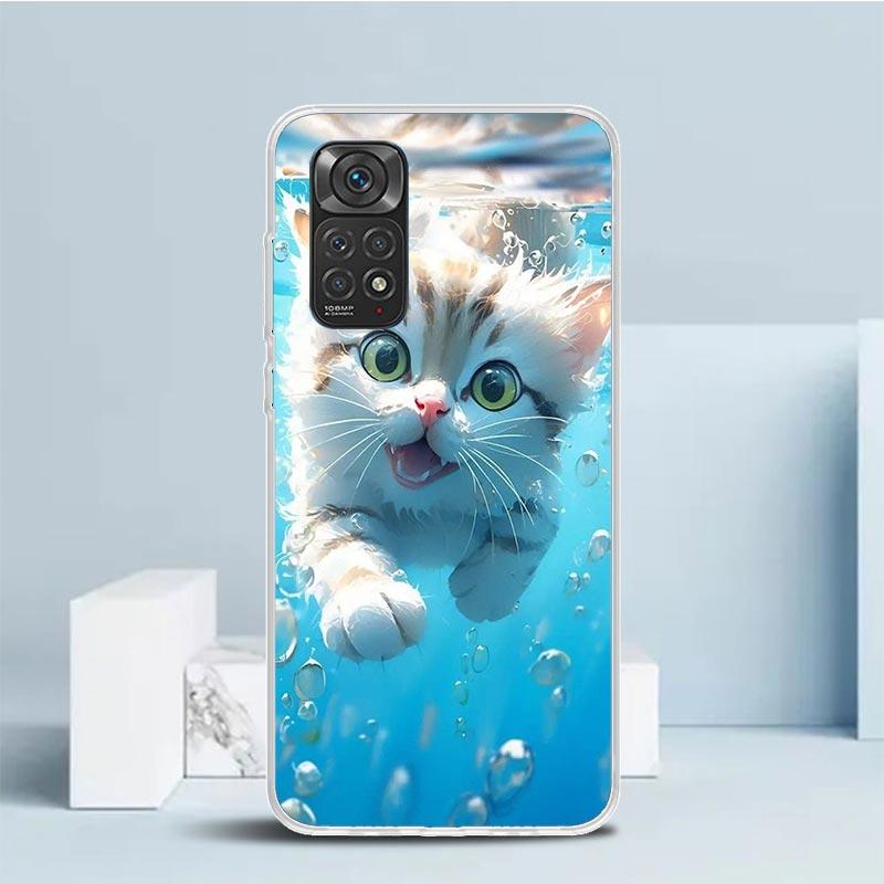 Cartoon Cute Cat Fish Aesthetic Phone Case For Xiaomi Redmi Note 15 14 14S 13 12S 12 Pro Plus 11S 11 11T 11E 10S 10 + Soft TPU B