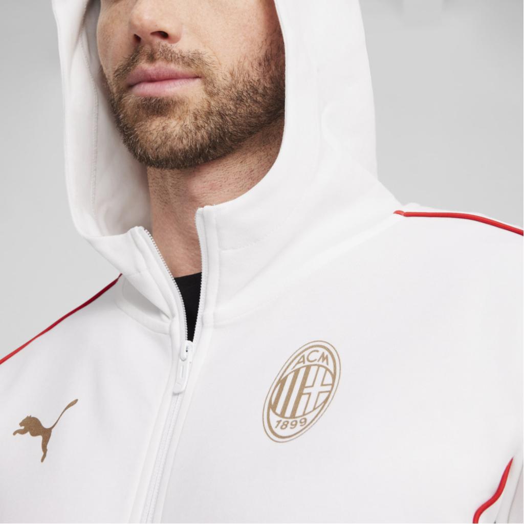 Puma AC Mailand Fußballverein Saison 2024/25 Lässiges Trainings-Warm-up Lockere Sportjacke Herrenjacke Weiß 777659-07