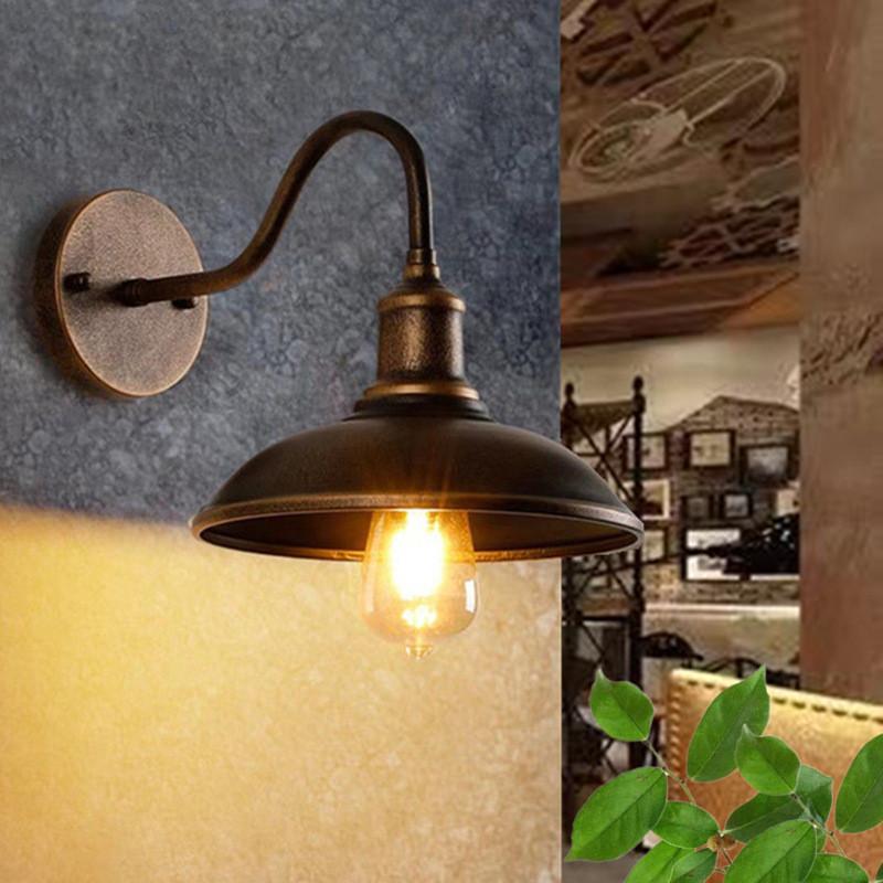 Vintage American Loft Wall Lamp With Iron Shade For Bar And Corridor Decor