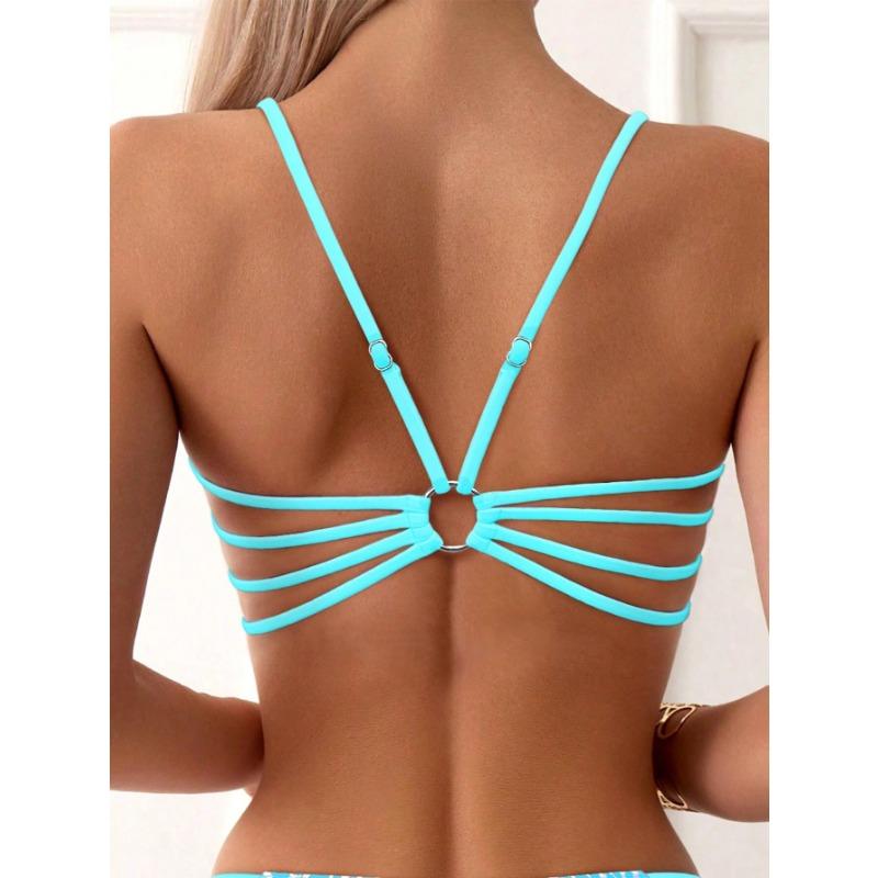 Damen S Sexy Rückenfreier Leopardendruck Geteilter Bikini Badeanzug Für Strandurlaub