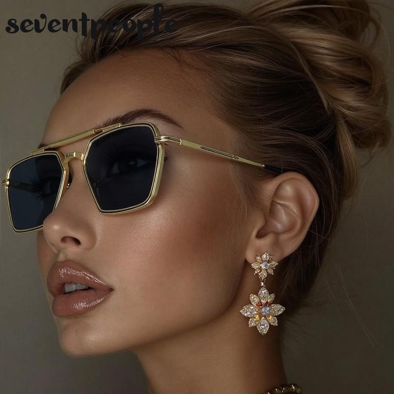 Retro Steampunk Square Sunglasses Women  Luxury Brand Trendy Metal Frame Outdoor Driving Sun Glasses Classic Shades For Lady