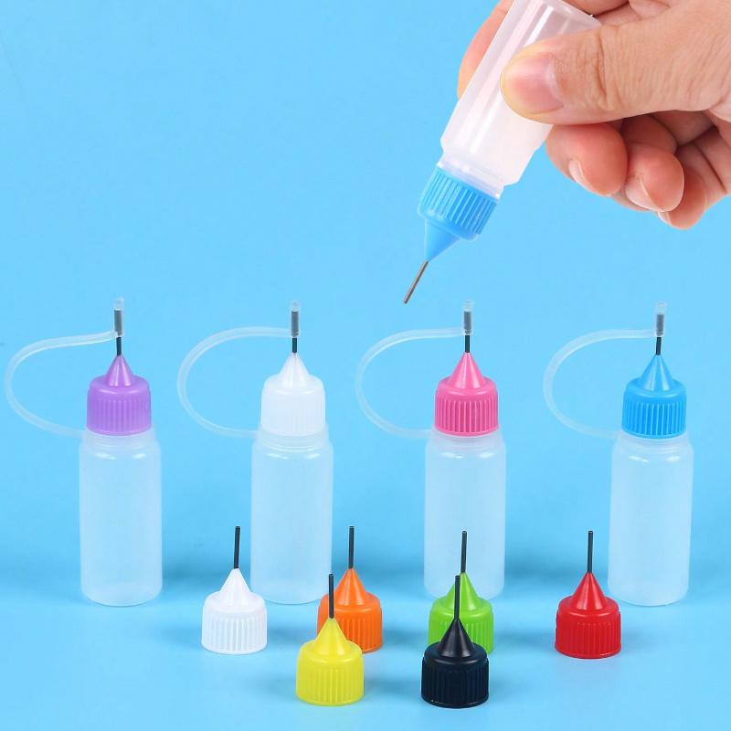 

Precision Tip Applicator Bottle 10ml 4 Needle Tip Squeeze Bottles and 10 Tips for Acrylic Painting, DIY Quilling and Paper Craft one-size разноцветный