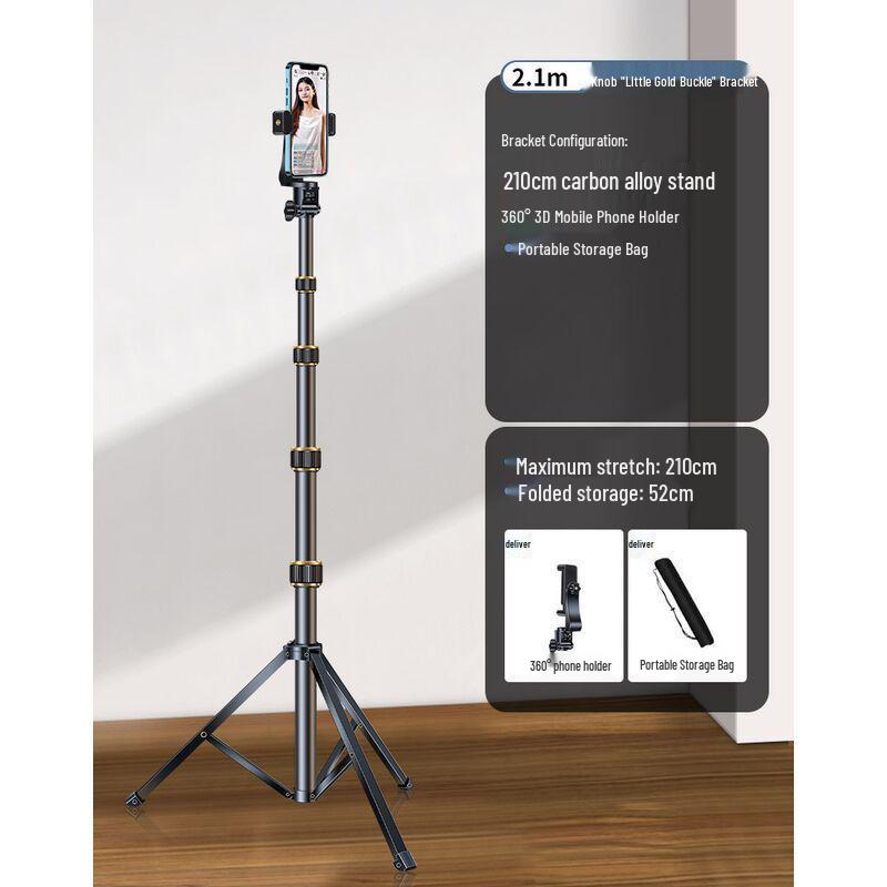 Floor-Standing Adjustable Phone Holder Tripod for Live Broadcast, Selfie, Photo & Video Recording