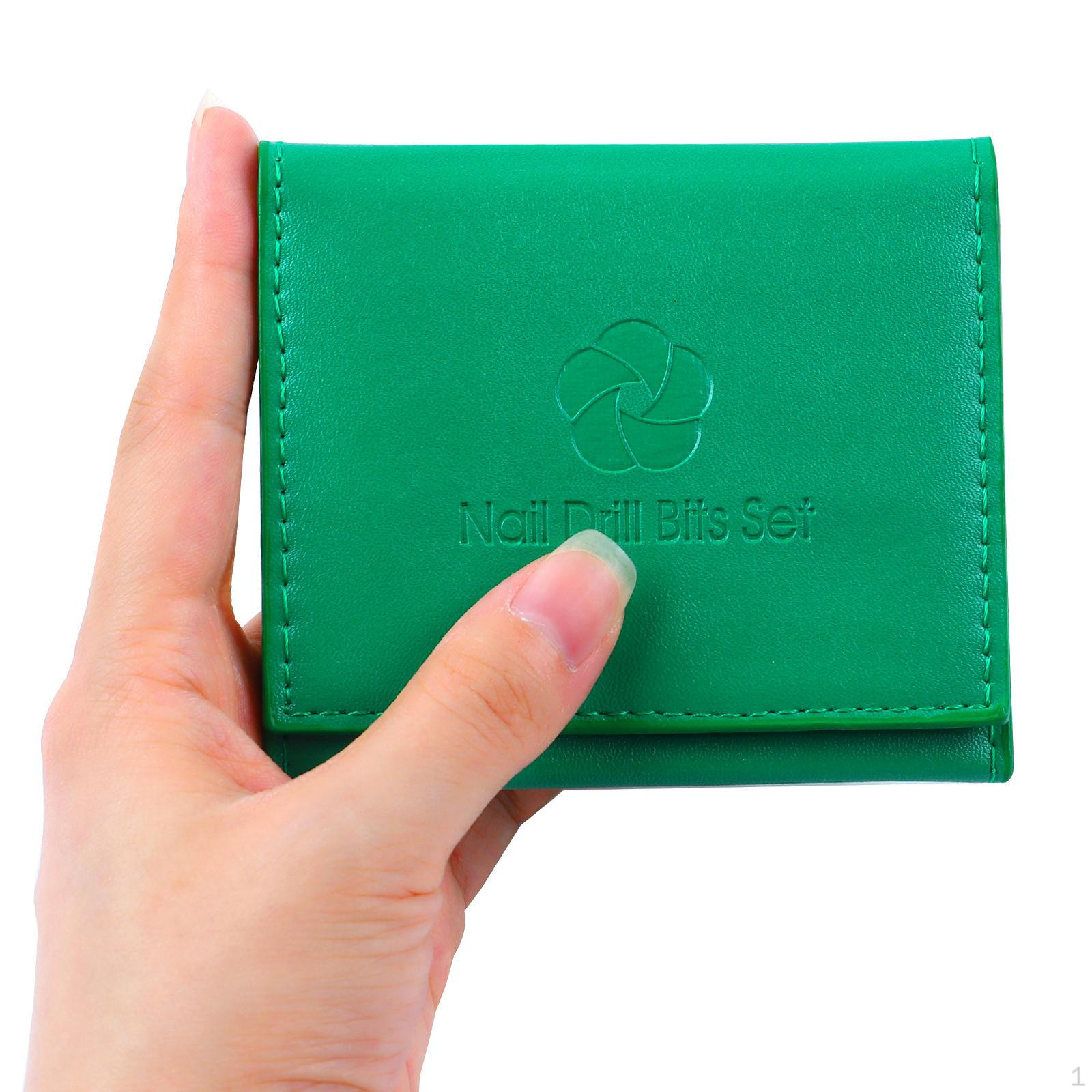 

Bag Storage Displayer Waterproof Container Saving Holder Leather Compact Nail Bit Display зелений