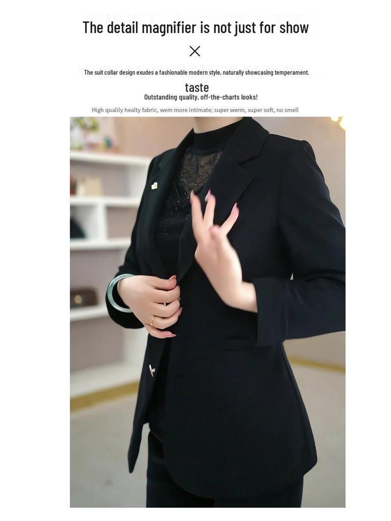 2025 Women's Slim Fit Black Suit Jacket - Versatile Fashion for Spring & Autumn