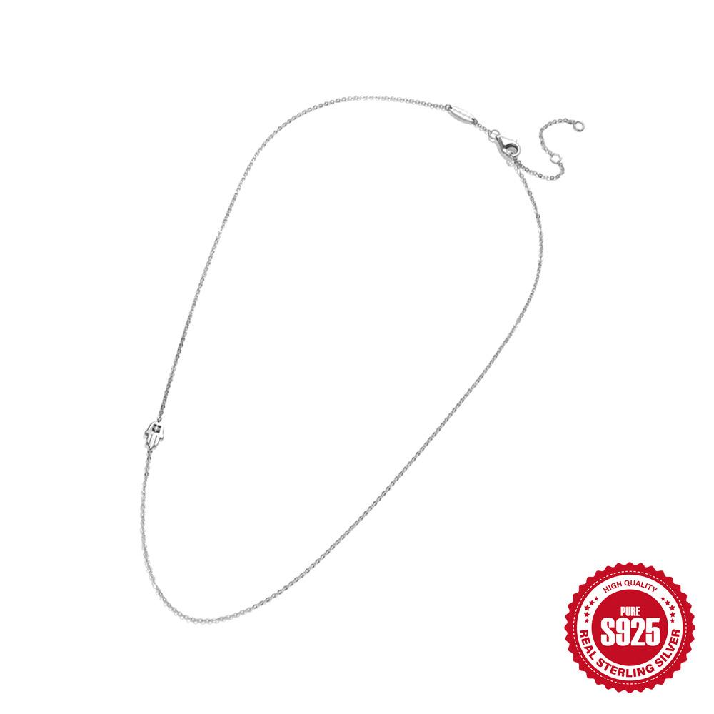 

S925 Silver Fashion Small Hand Necklace Female Creative Simple Palm Pendant Jewelry Short Collarbone Chain Adjustable 925 Silver белого золота