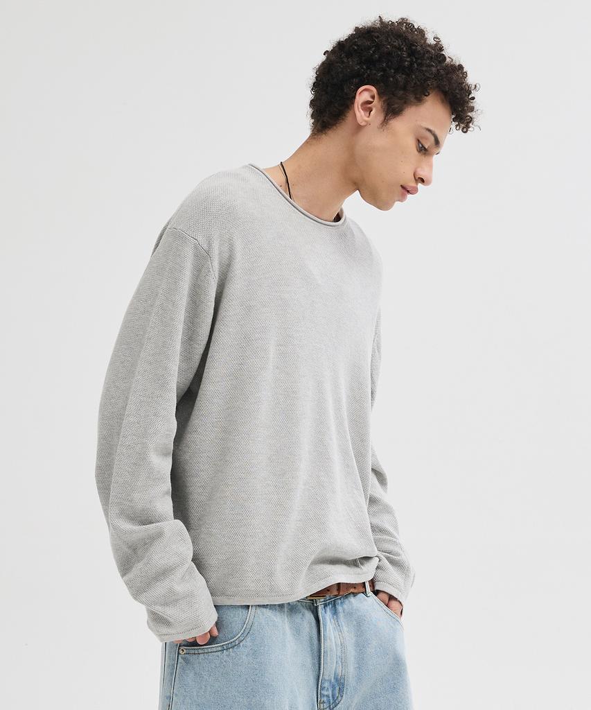 LEIRE Cut-Off Textured Knit [Gray]