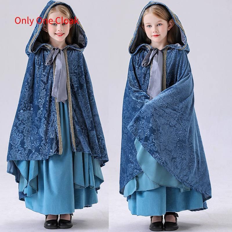 Halloween Vintage Court Dress Cloak Girls Long Gown Theater Costume For Children