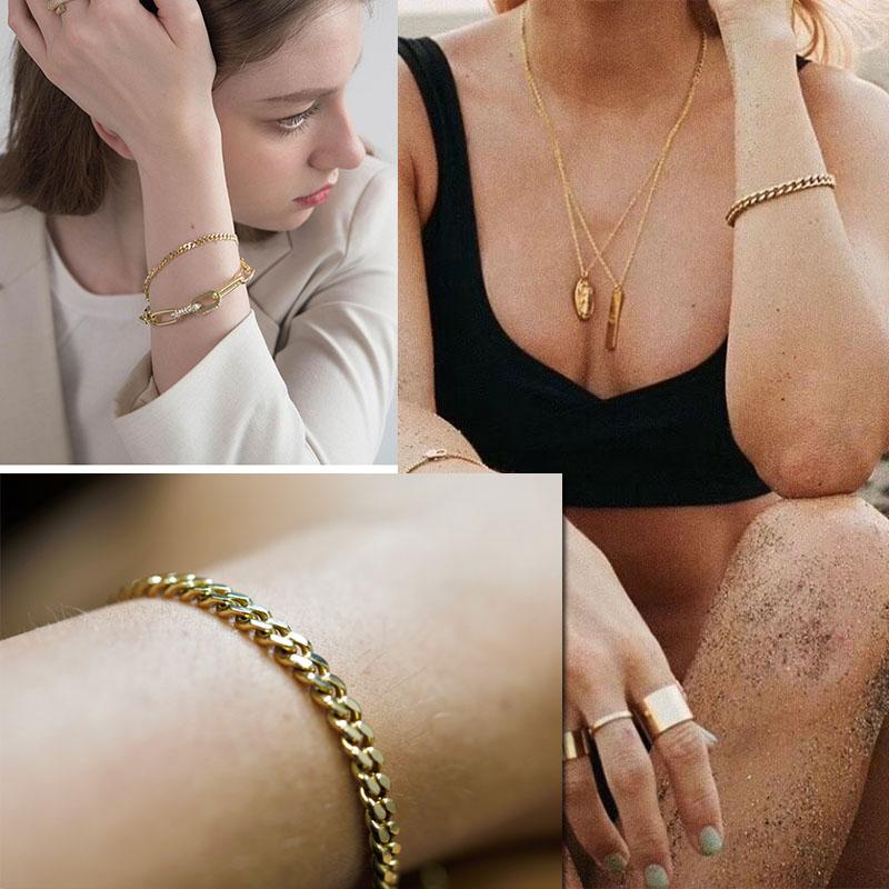 Vnox Wolesale 3-11mm Chunky Miami Curb Chain Bracelet for Men, Stainless Steel Cuban Link Chain Wristband Classic Punk Heavy