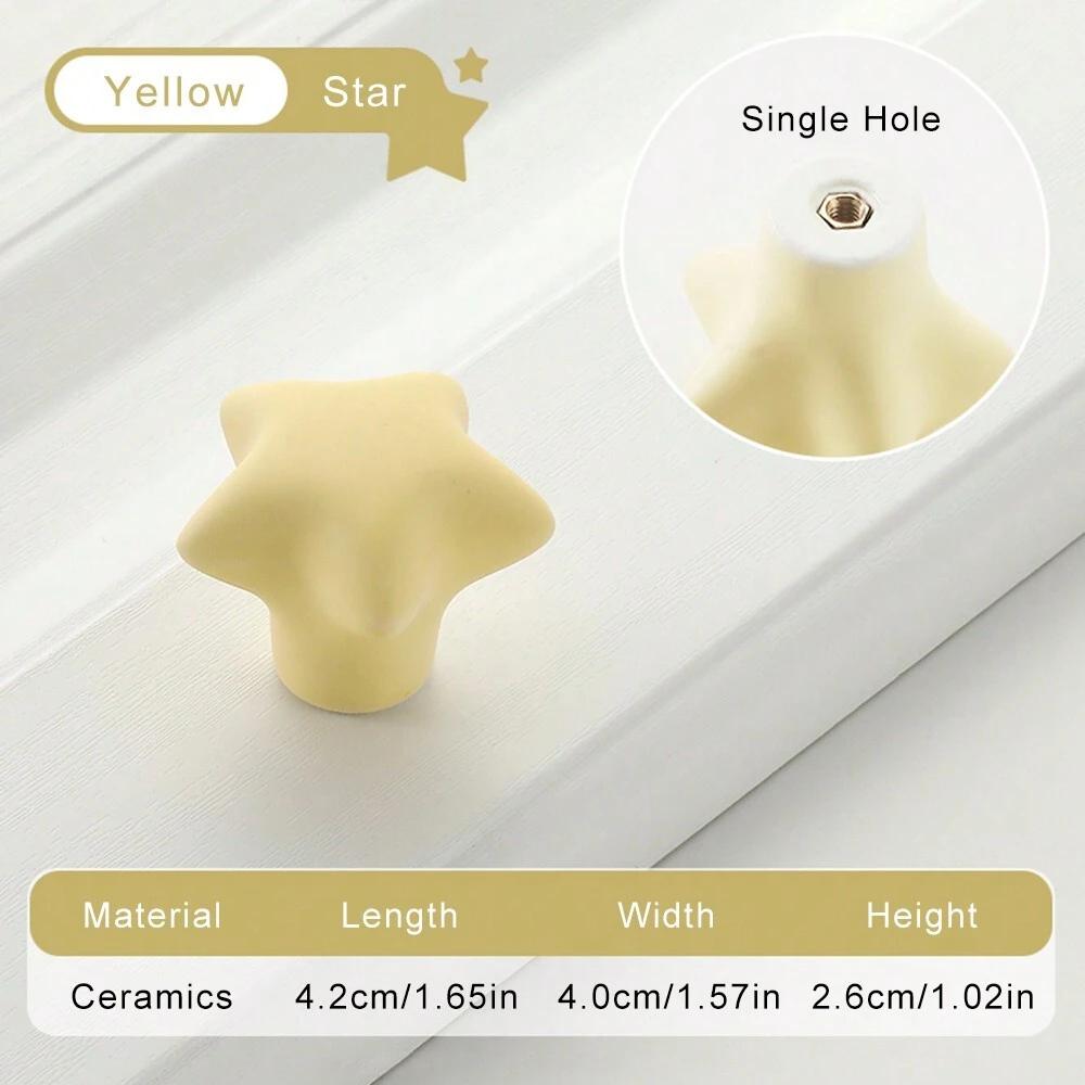 Children's Room Cabinet Knobs Ceramic Cabinet Handle Cartoon Clouds Star Cabinet Wardrobe Drawer Pull Handles for Kids Room