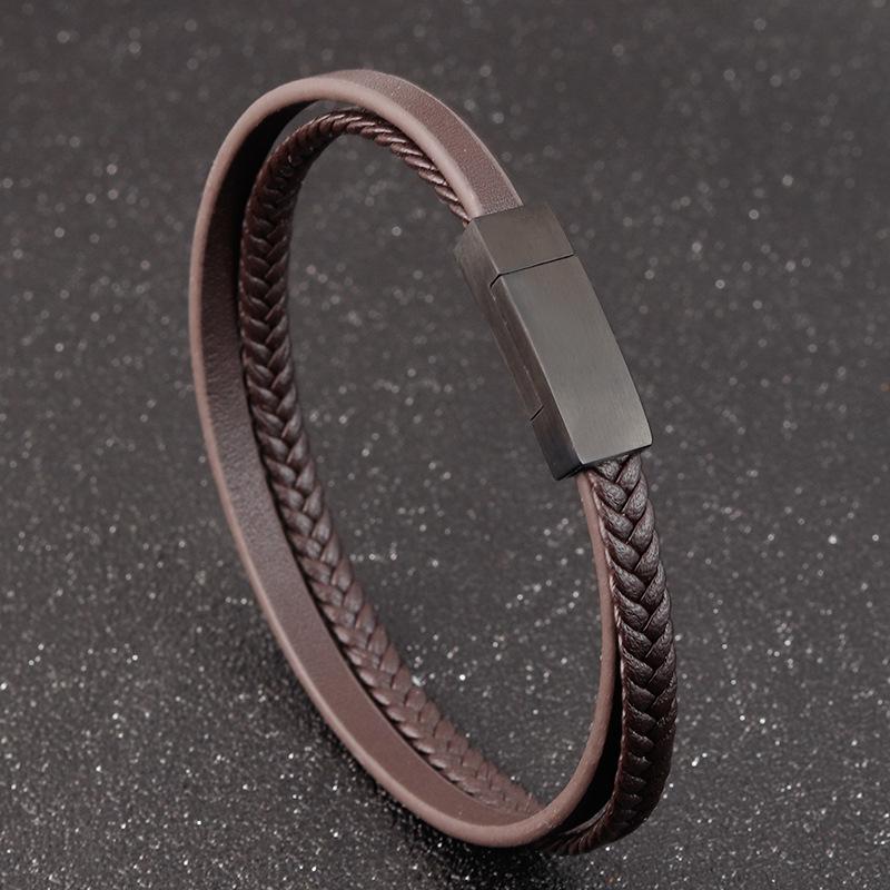 Genuine Leather Bracelet, Simple Leather Bracelet, Men's Cowhide Bracelet, Jewelry Magnet Bracelet 2026