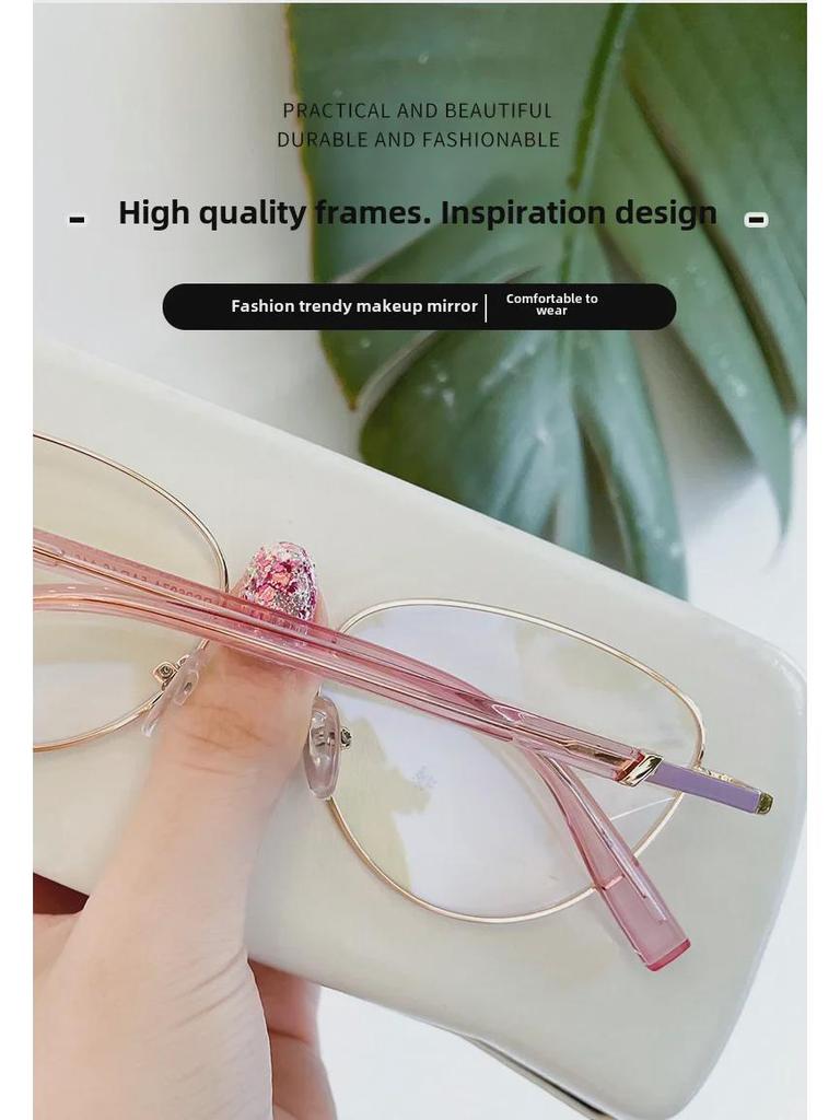 2023 Trendy Cat-Eye Glasses: Hot-Selling Xiaohongshu Frame, Anti-Blue Light, Plain Mirror for Students and Netizens