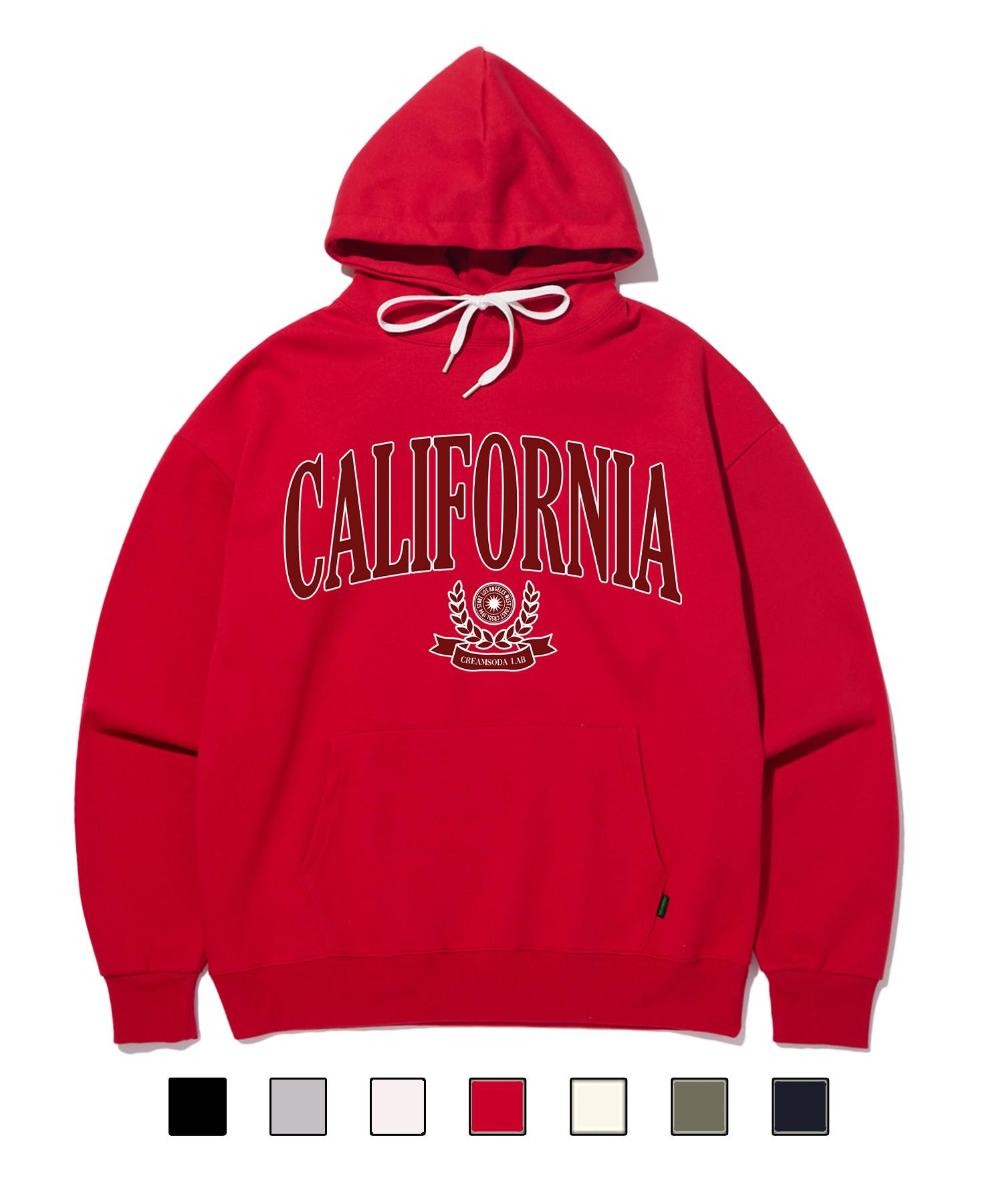 Cream Soda Lab Crsdel California Hoodie Red (Fleece-Lined Or Non-Fleece-Lined) M