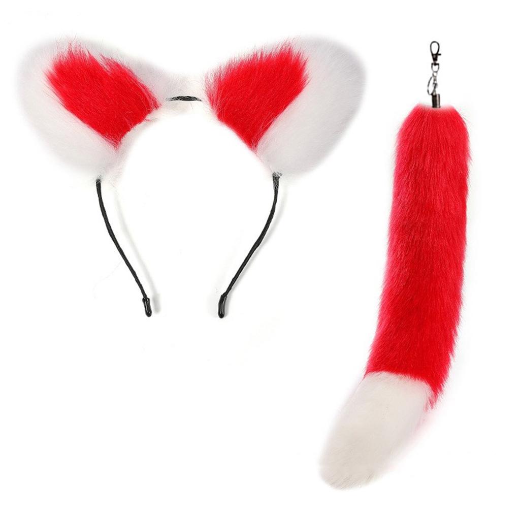 Stylish Fox Tail Pendant Keychain Adornment Dainty Cat Ear Hairband Portable Car Charm for Bag Backpack Decoration