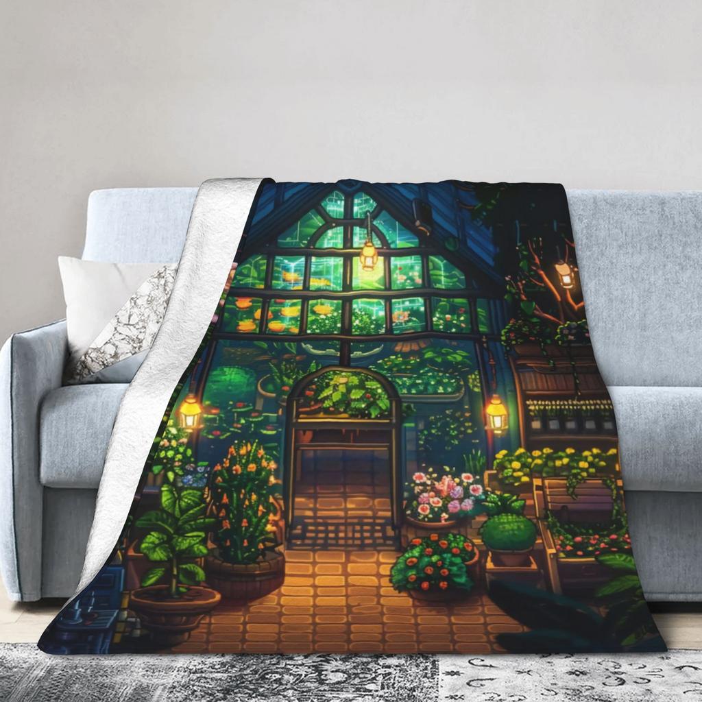 Stardew Valley Greenhouse Flannel Blankets Winter  Soft Throw Blanket for Kids Adult Couch Chair Aesthetic Bedspread Sofa Cover