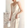 Large Size Plus Size Ladies Covering Belly Thin Acetate Satin Slip Dress