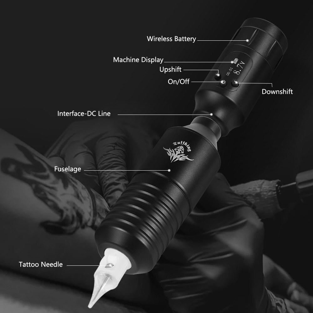 Easy Cordless Tattoo Machine Complete Kit, Rotation Speed Adjustable, Waterproof Battery Pen Set, Cartridge Needles for Body Art, 1.DC Black, 1 Piece