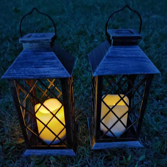 Yousheng Retro Solar Lantern, Outdoor Solar Candle Lantern, Waterproof Solar Garden Light with Hanging Loop, Decorative Light for Yard Patio Terrace