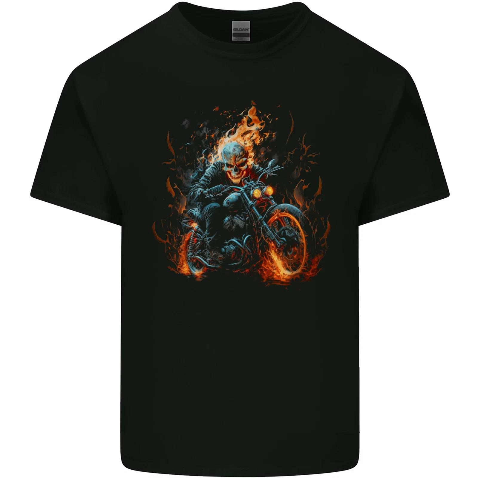 Skull Biker Motorcycle Motorbike Grim Reaper 21 Kids T-Shirt Childrens 3XL