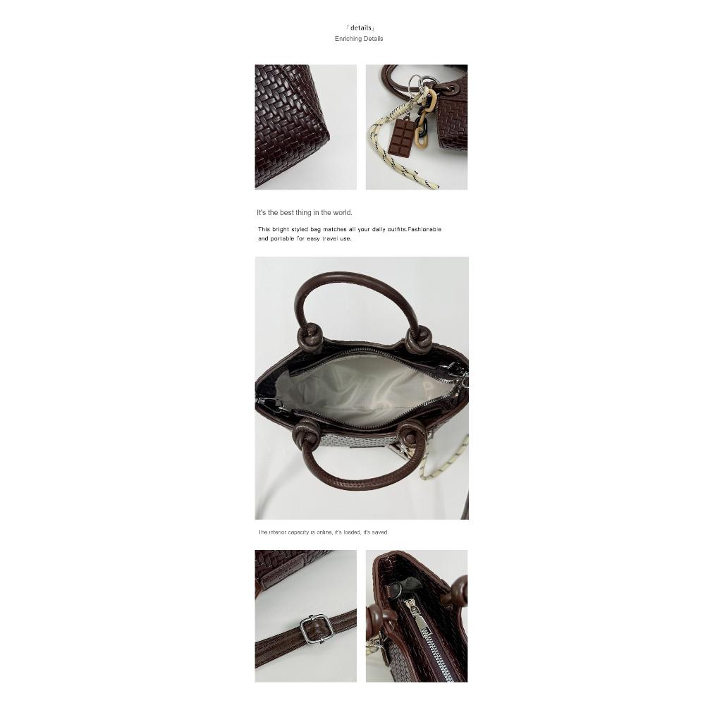 Xeie Thuk Handbag Women PU Leather Woven Texture Crossbody Daily Commute