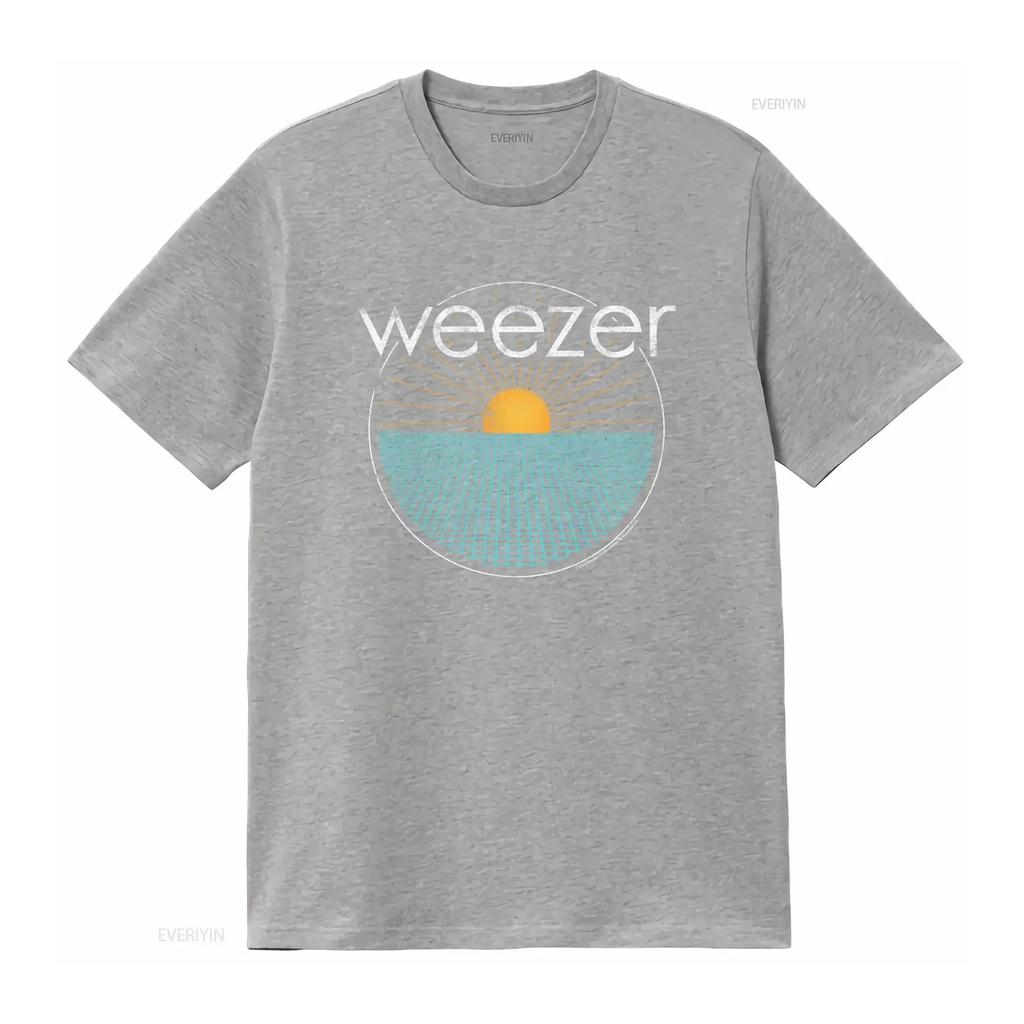 Weezer Sun Rays Navy Pattern T-shirt, Men's Retro Casual Harajuku Clothing, Fashionable Top
