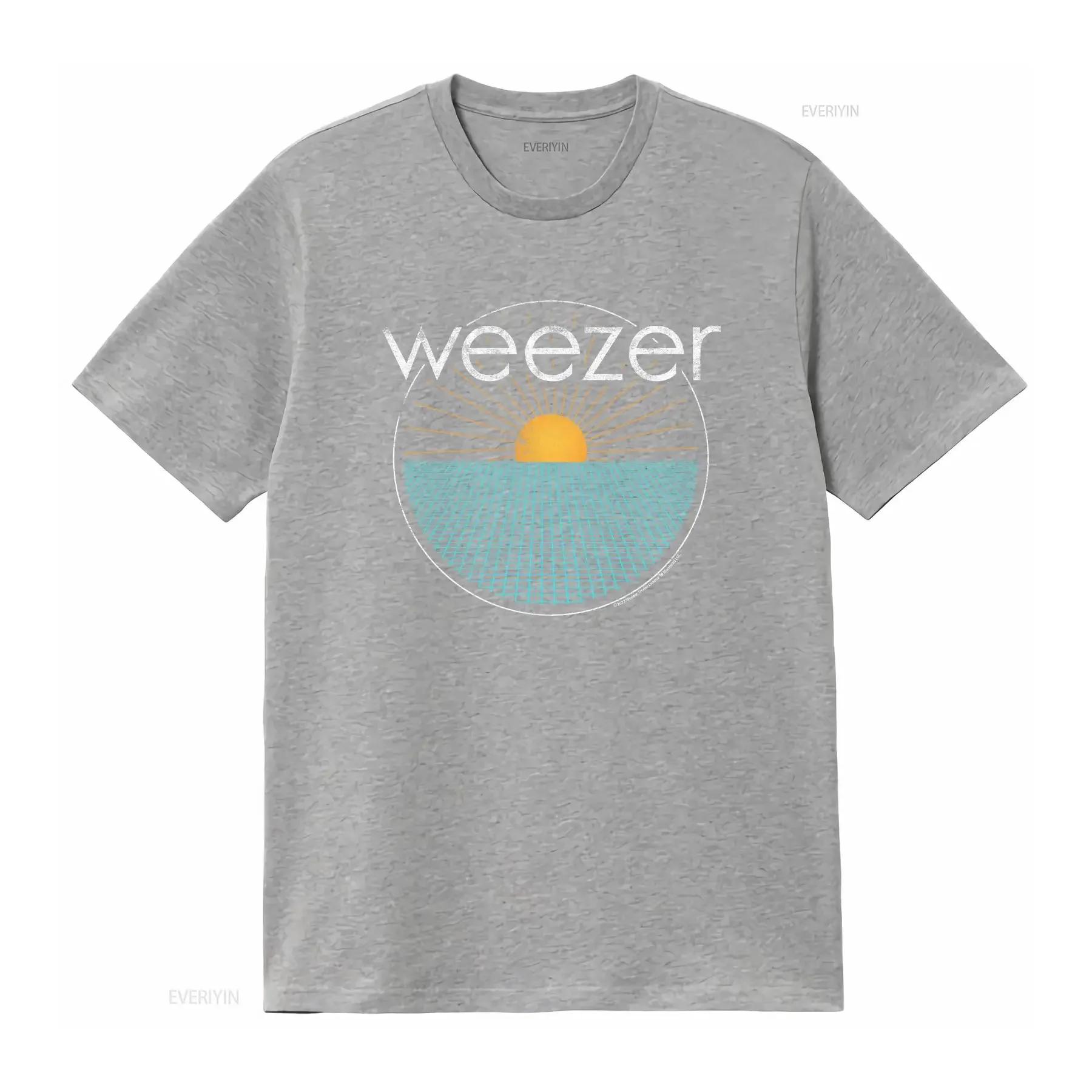 

Weezer Sun Rays Navy pattern T-shirt, men s retro casual Harajuku clothing, fashionable top S