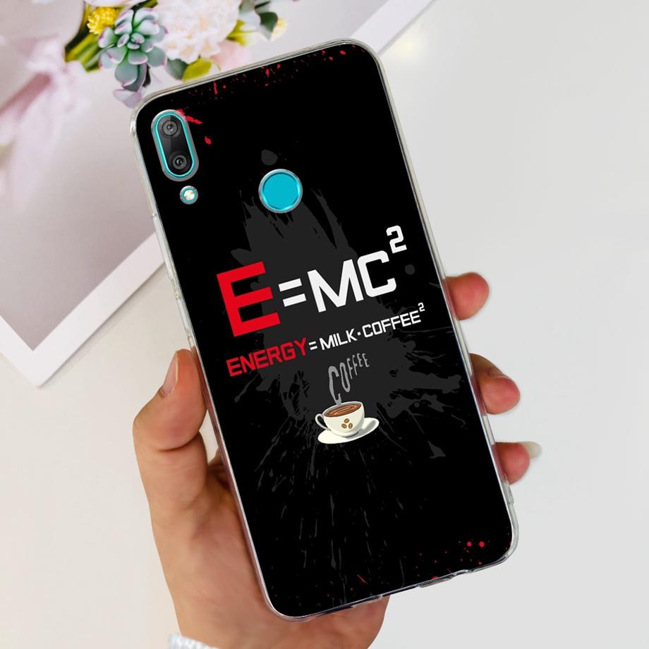 For Huawei Y7 (2019) Phone Case Huawei Y7P 2020 Back Cover Transparent Slim Soft TPU Rubber Bumper Child Fashion Cartoon Pattern