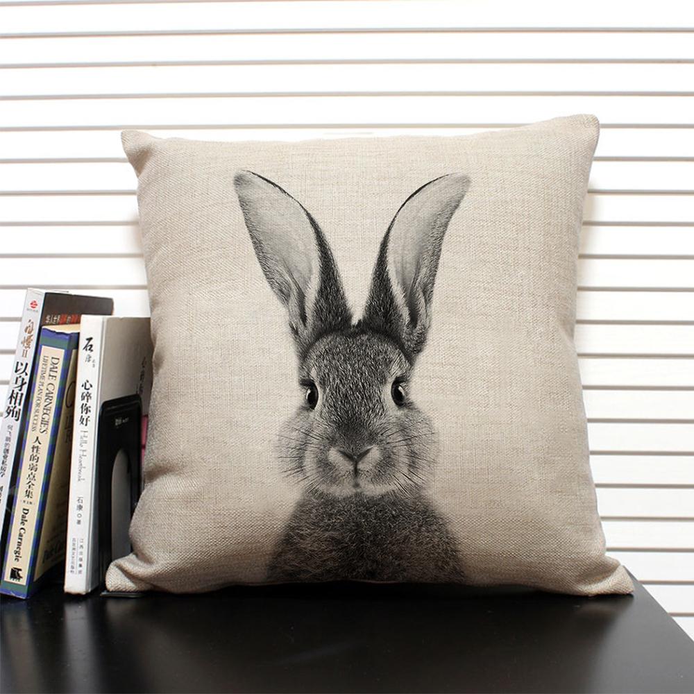 African Animal Lion Elephant Elk Decorative Pillow Cover Sofa Cushion Cover Farm Animal Portrait Linen Pillowcase 45x45cm