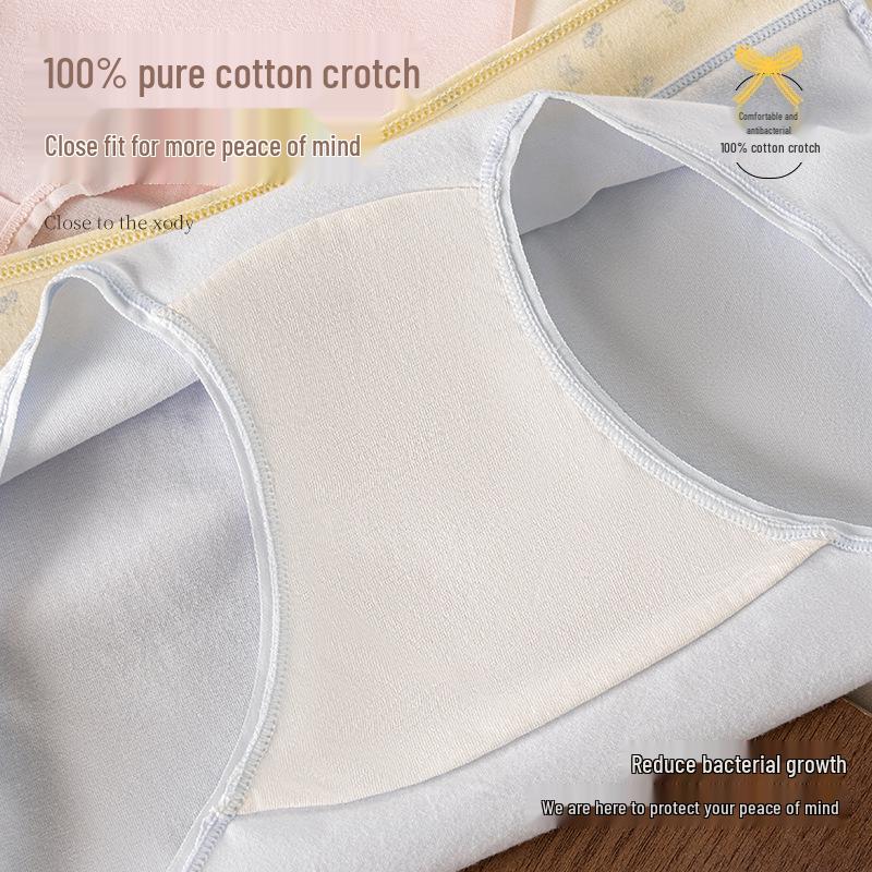 Japanese Contrast Color Block Cotton Women's Antibacterial Briefs