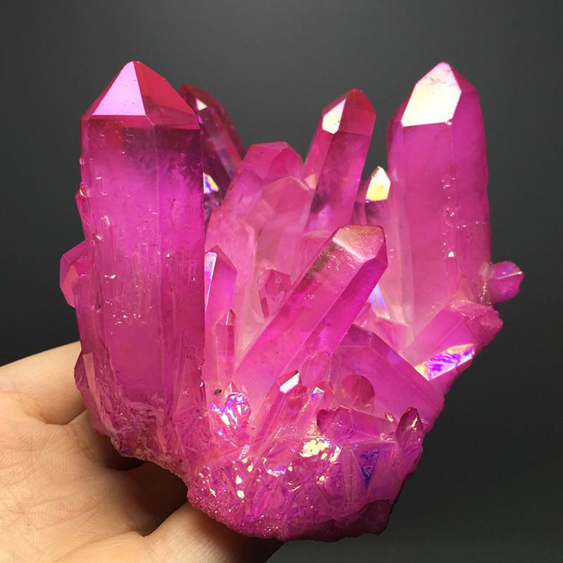 Natural Titanium Druzy Quartz Cluster Crystal Red Geode Gemstone Decor Specimen