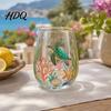 Unique Painted Tea Cup Sea Turtle Glass Tumbler Ocean Theme Drinking Mug Borosilicate Stemless Coffee Mug for Juice Beach Gift Nature Lovers Juice