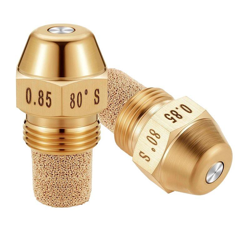 

ABGR-Brass Oil Burner Nozzle 80 Degree Solid 2 Pcs Replacement Spray Fuel Nozzles 0.85-80 B
