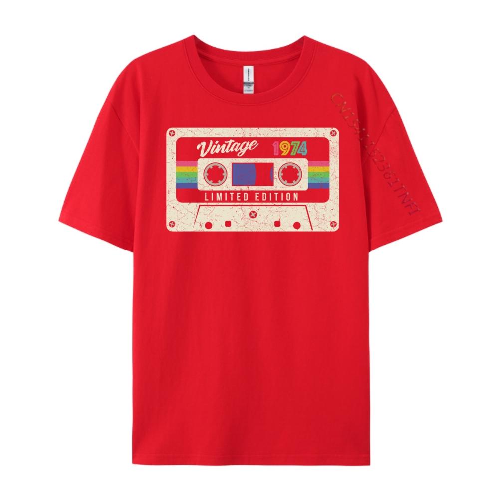 50 Year Old 1974 Limited Edition Cassette Tape Fashion T Shirt Men Camiseta Hip Hop Graphic Tee Original Mens TShirts S