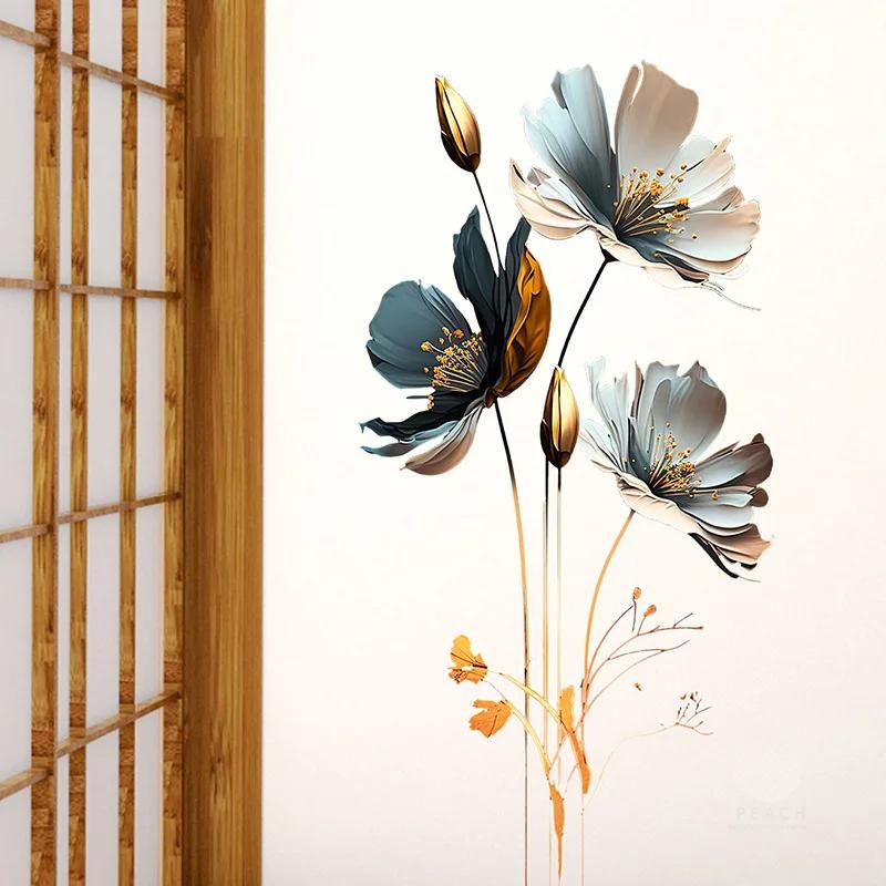1PCS Simulation Three-Dimensional Relief Texture Flowers Bedroom Home Decoration Wall Stickers Self-Adhesive