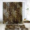 3D Modernes Leopardenmuster Duschvorhänge Badezimmerdeko Badvorhänge Set Rutschfeste Badematten Podestteppich WC-Sitzbezug