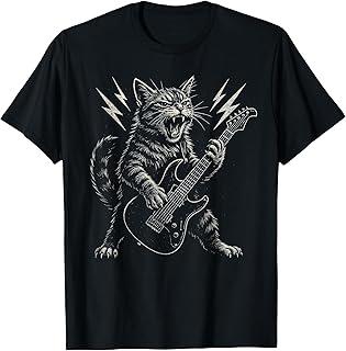 Unisexs Rock Cat Pattern Short Sleeve TShirts Funny 3D Guitar Cat Print Casual T Shirt Outdoor Unisex Unisex Y2k Tops Summer Clothing