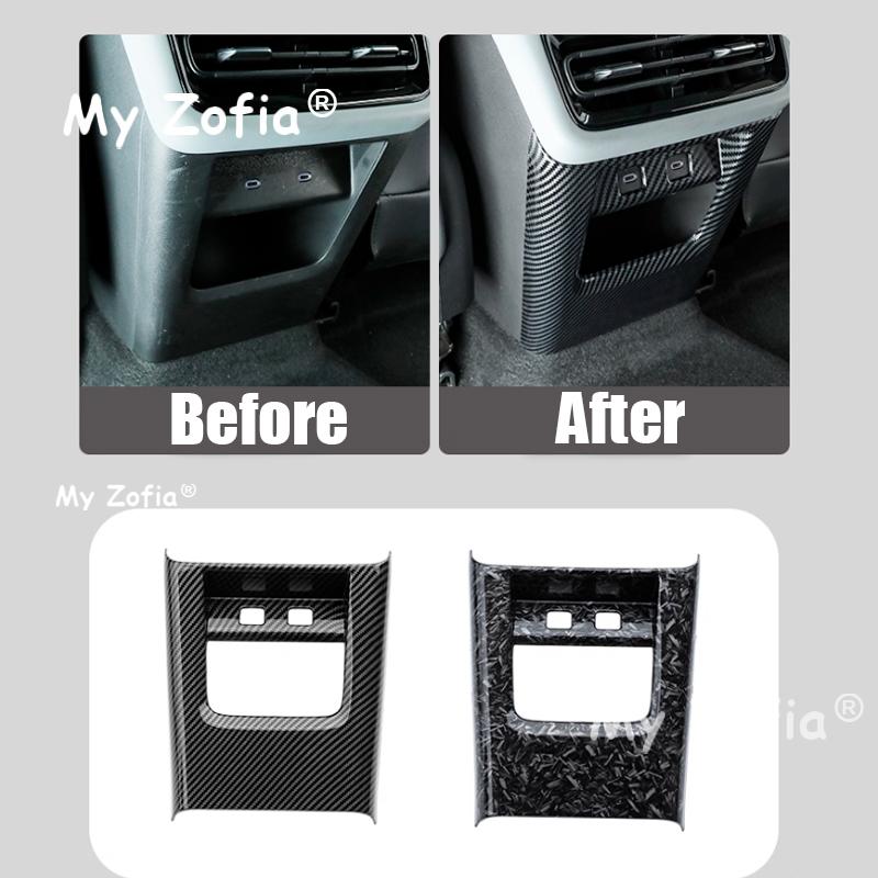 For Geely Galaxy E8 2025 2026 Car ABS Carbon Fiber Rear Seat Armrest Air Condition Cover Trim Vent Protector Anti-kick Frame