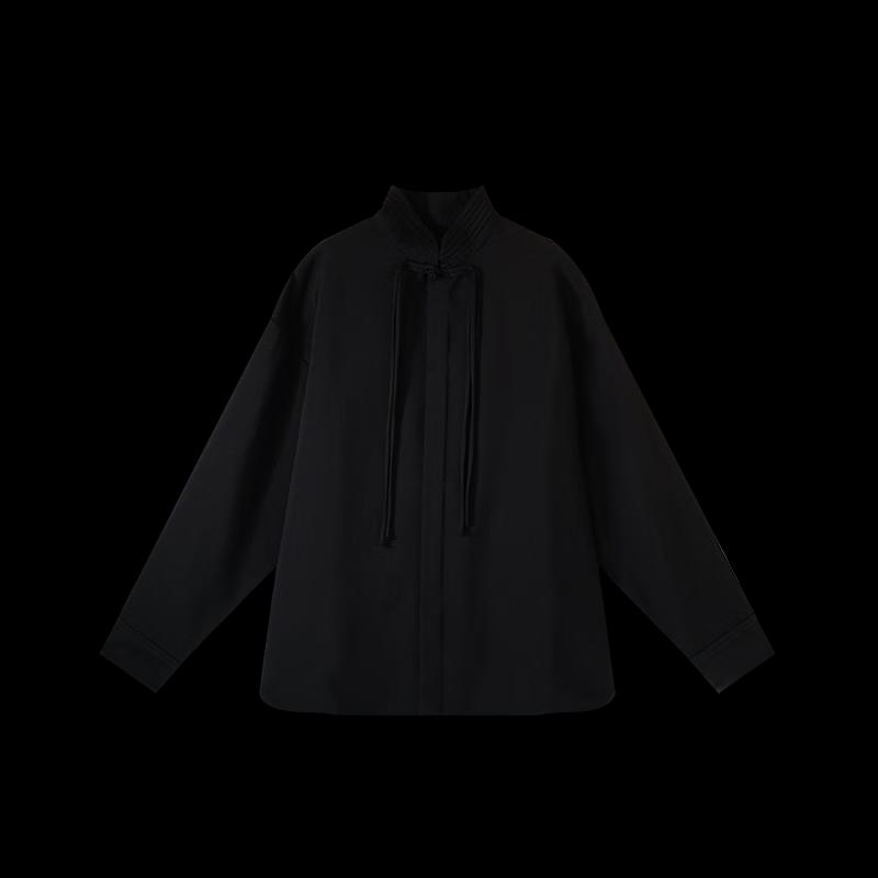 HECO Women's Elegant New Chinese Style Wool Stand Collar Shirt