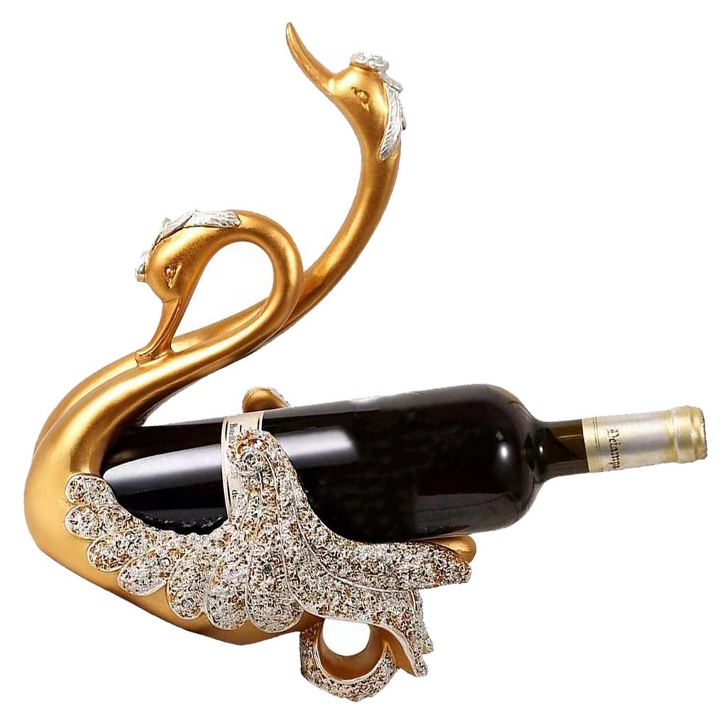 Luxury Swan Wine Rack Innovative Desktop Wine Cabinet Decorative Ornaments for Living Room Office Gold