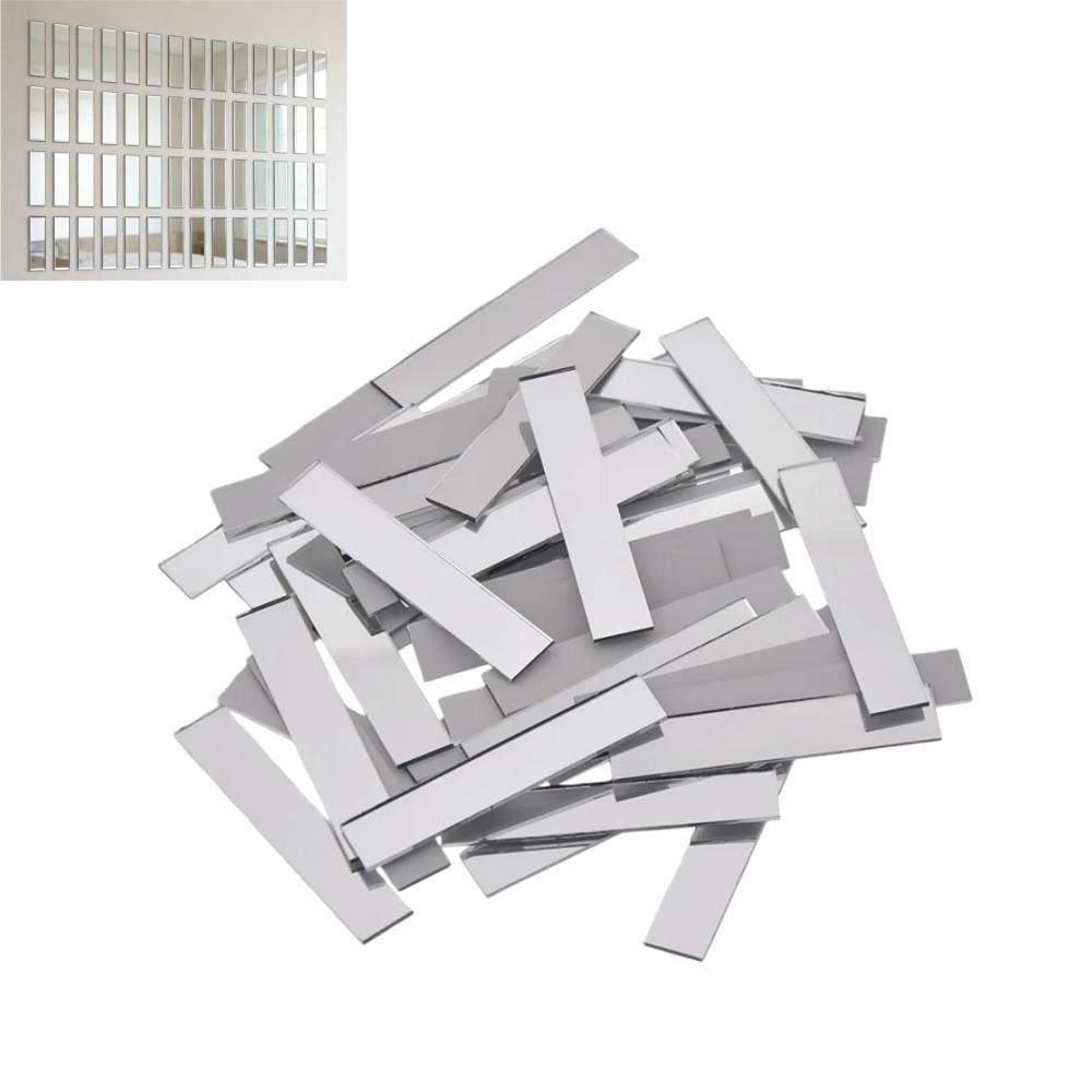 100pc/200pcs DIY Mini LongStrip Mirror Surface Self-adhesive Waterproof DIY Living Room Background Wall Art Home Decoration