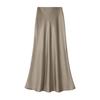 Elegant Satin Fishtail Midi Skirt - Women's High-Waist Silhouette for Summer