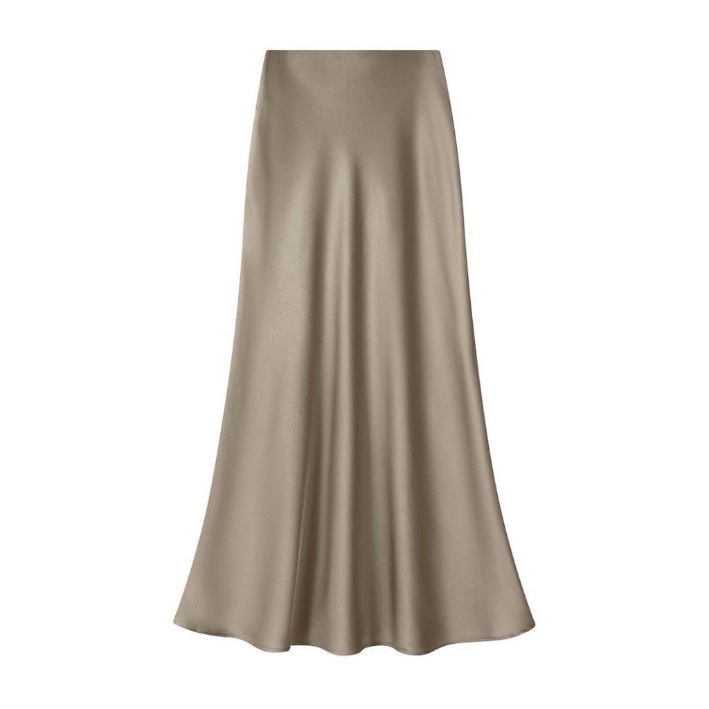 Elegant Satin Fishtail Midi Skirt - Women's High-Waist Silhouette for Summer
