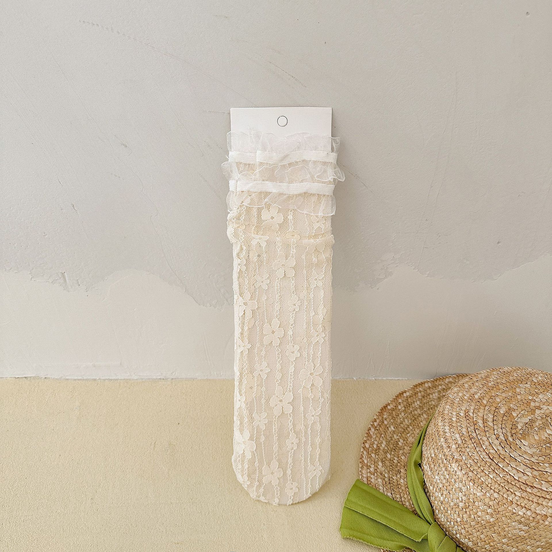 Lace Flower Mesh Breathable Summer Crew Women s Fresh Socks New Japanese JK Sweet Pile Socks M чёрный