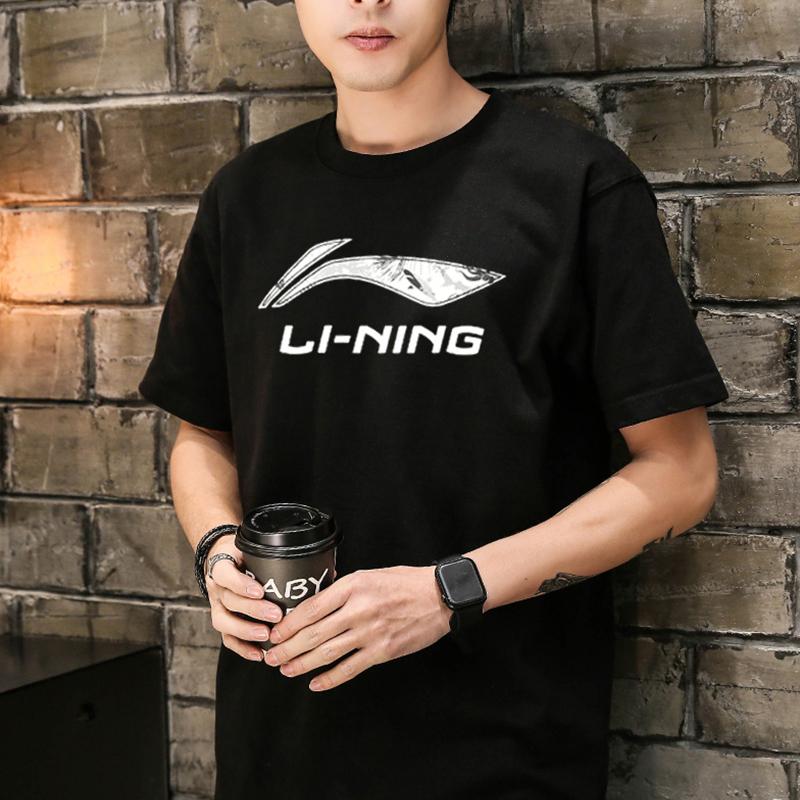 Li Ning Casual Sports Round Neck Short Sleeve T-Shirt Men Tops Black AHSR587-3