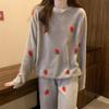 Women Winter Coral Velvet Pajamas Lovely Strawberry Velvet Thickened Warm Flannel 2025 New Homewear Set