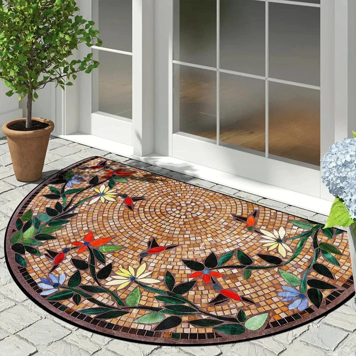 

American Retro Floral Carpet Home Decor Anti-slip and Dirt-resistant, Suitable for Outdoor Entrance & Bathroom Floor Mat 50X80CM(1.6X2.6FT