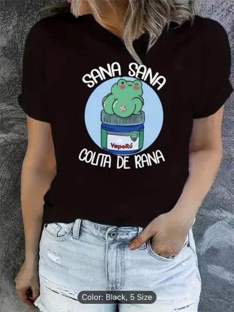 European and American spot printed crew neck T-shirt spring and summer casual short-sleeved crew neck top short-sleeved women's T-shirt