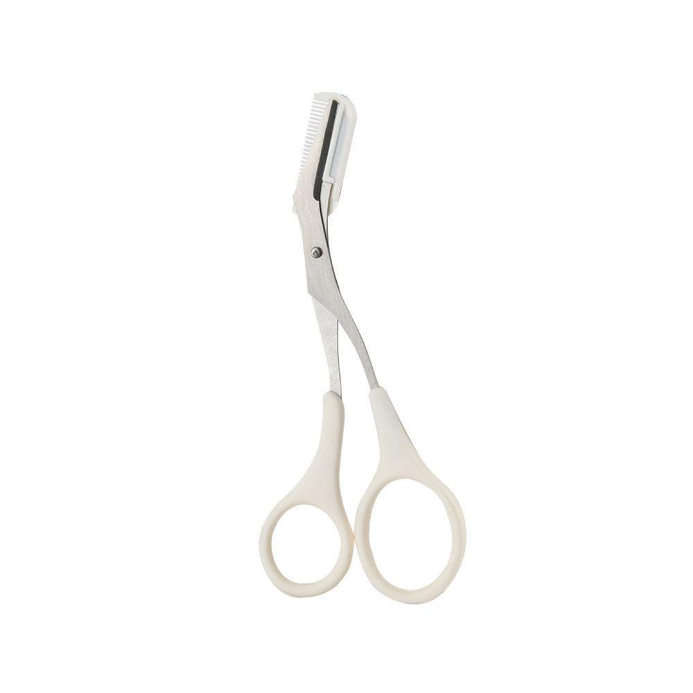 Korean Stainless Steel Eyebrow Trimming Scissors with Comb